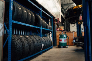 Tyre racks in the workshop